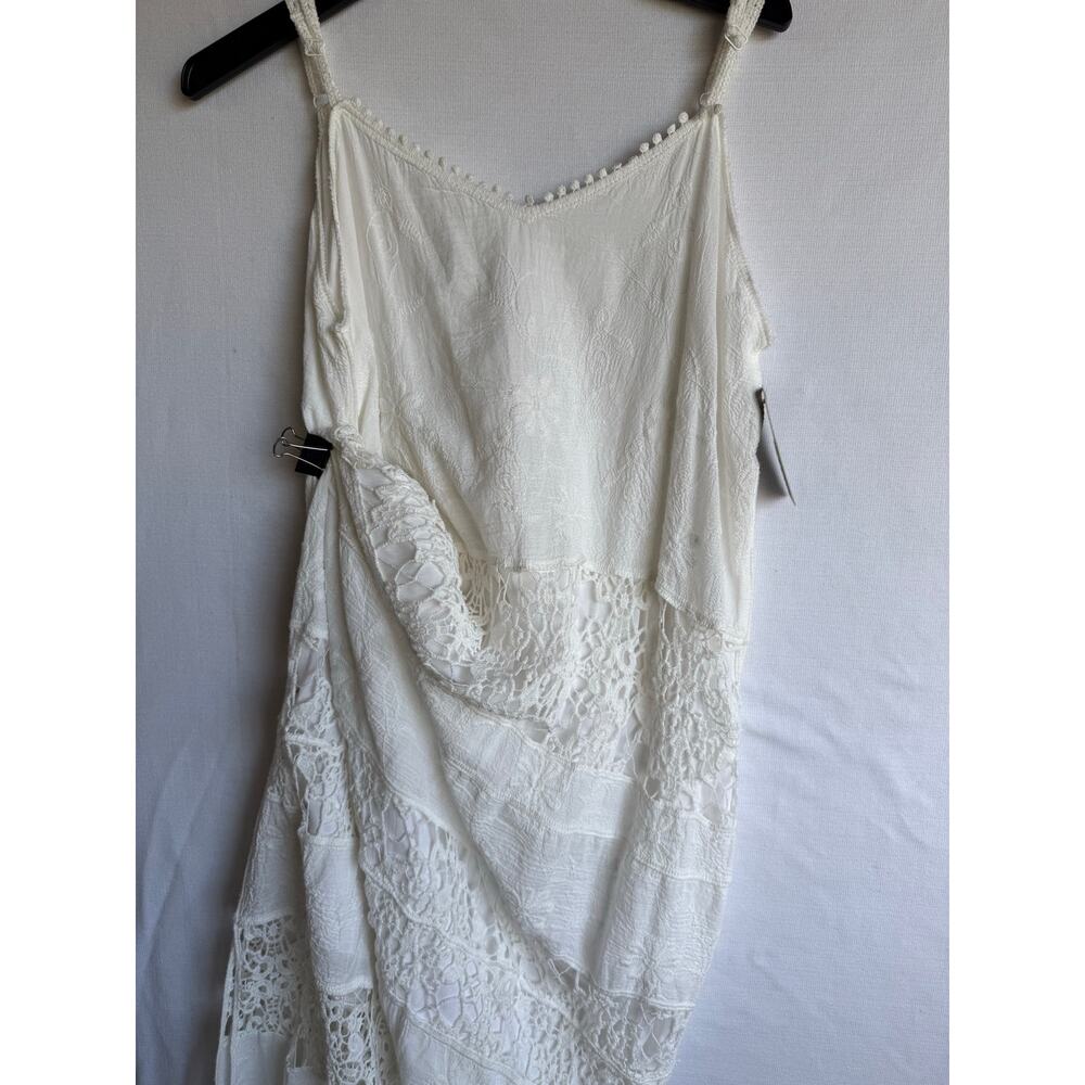Lapis White Crochet Spaghetti Strap Tiered Maxi